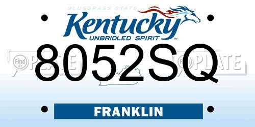 8052SQ Kentucky License Plate