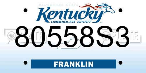 80558S3 Kentucky License Plate