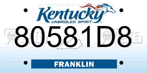 80581D8 Kentucky License Plate