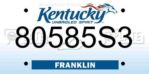 80585S3 Kentucky License Plate