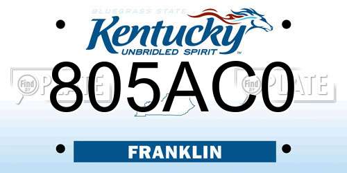 805AC0 Kentucky License Plate