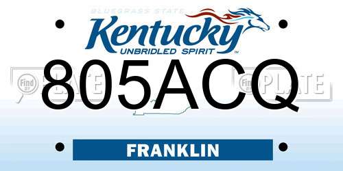 805ACQ Kentucky License Plate