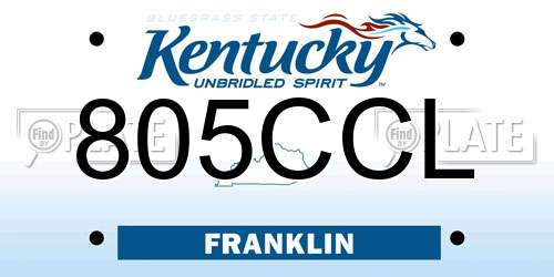805CCL Kentucky License Plate
