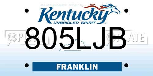 805LJB Kentucky License Plate