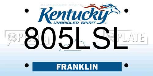 805LSL Kentucky License Plate