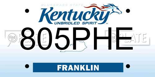 805PHE Kentucky License Plate