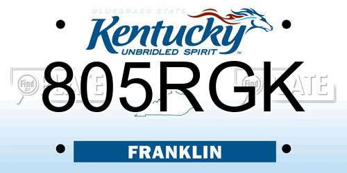 805RGK Kentucky License Plate