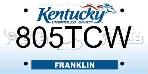 805TCW Kentucky License Plate