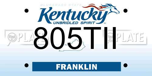 805TII Kentucky License Plate