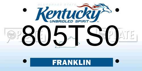 805TS0 Kentucky License Plate