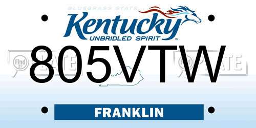 805VTW Kentucky License Plate