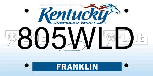 805WLD Kentucky License Plate
