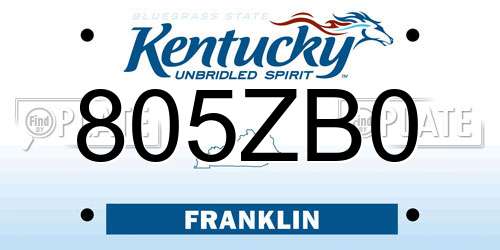 805ZB0 Kentucky License Plate