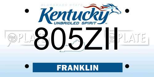 805ZII Kentucky License Plate