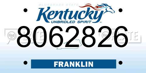 8062826 Kentucky License Plate