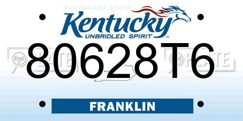 80628T6 Kentucky License Plate
