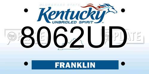 8062UD Kentucky License Plate