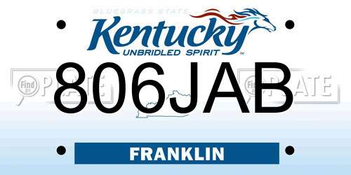 806JAB Kentucky License Plate