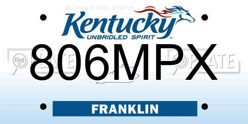 806MPX Kentucky License Plate