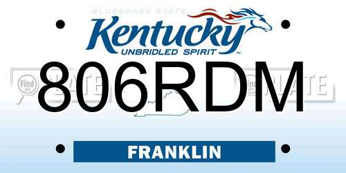 806RDM Kentucky License Plate