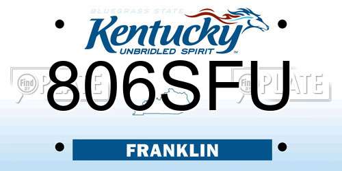 806SFU Kentucky License Plate