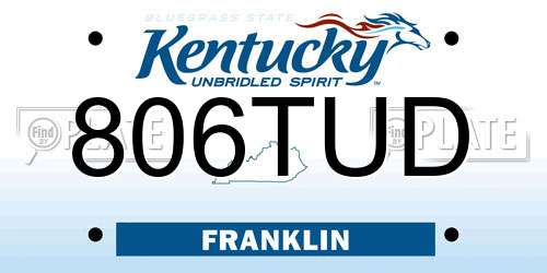 806TUD Kentucky License Plate
