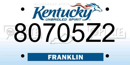 80705Z2 Kentucky License Plate