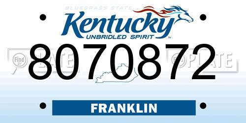 8070872 Kentucky License Plate
