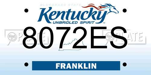 8072ES Kentucky License Plate