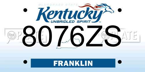 8076ZS Kentucky License Plate