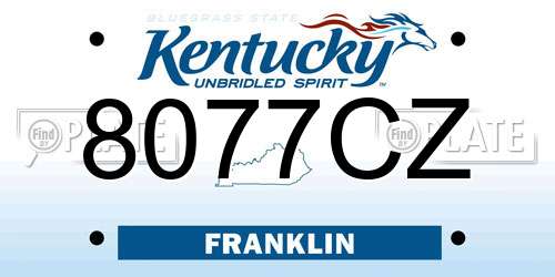 8077CZ Kentucky License Plate