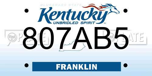 807AB5 Kentucky License Plate