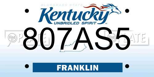 807AS5 Kentucky License Plate