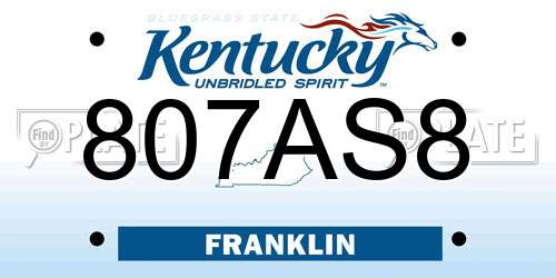 807AS8 Kentucky License Plate