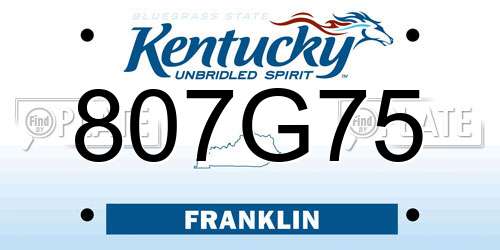 807G75 Kentucky License Plate