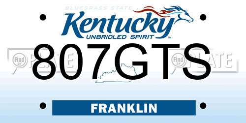 807GTS Kentucky License Plate