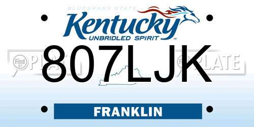 807LJK Kentucky License Plate