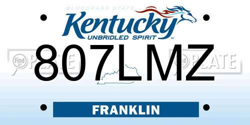 807LMZ Kentucky License Plate