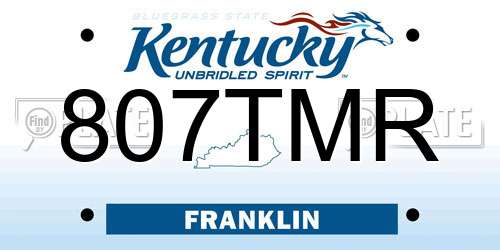 807TMR Kentucky License Plate