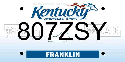 807ZSY Kentucky License Plate