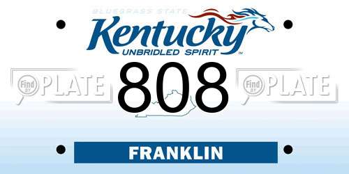 808 Kentucky License Plate