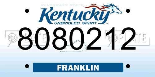 8080212 Kentucky License Plate