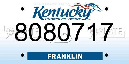 8080717 Kentucky License Plate