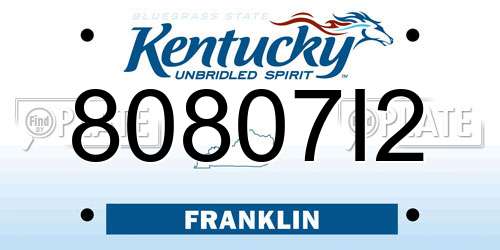 80807I2 Kentucky License Plate