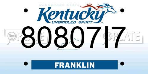 80807I7 Kentucky License Plate