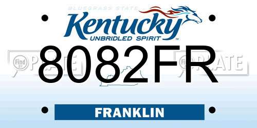 8082FR Kentucky License Plate