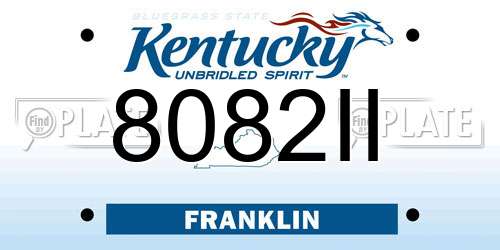8082II Kentucky License Plate