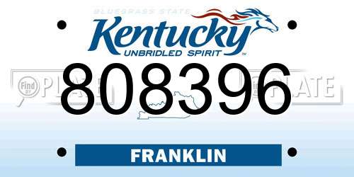 808396 Kentucky License Plate