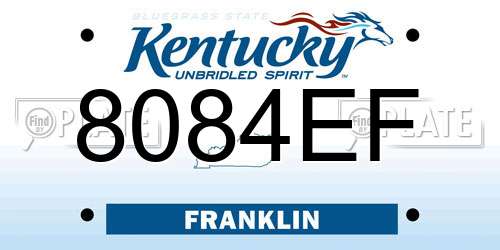 8084EF Kentucky License Plate