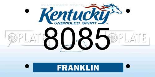 8085 Kentucky License Plate